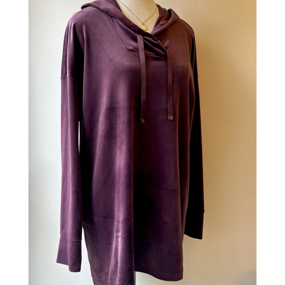 Pure Jill Velour Oversized Hoodie Medium Purple Tunic Loungewear Casual